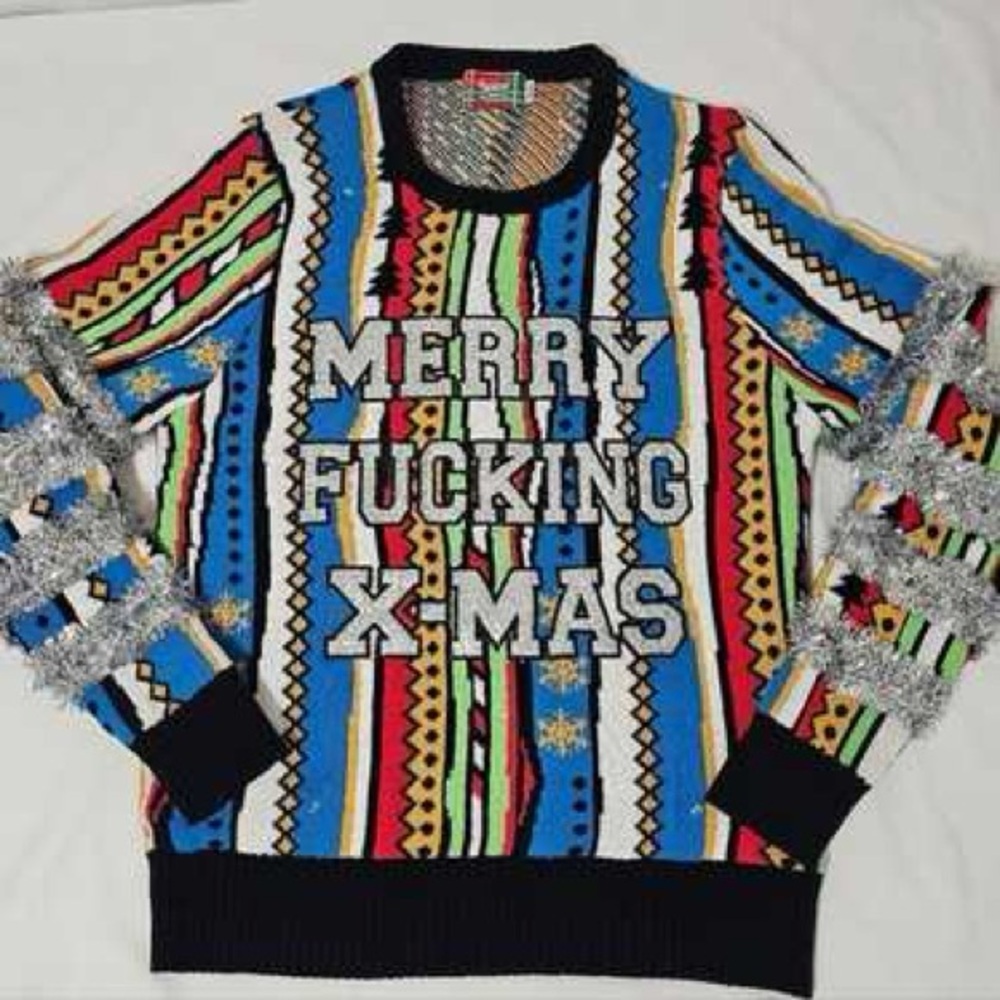 Spencer’s Light Up Merry F%#*ing Christmas Colorful Ugly Sweater Sz XL